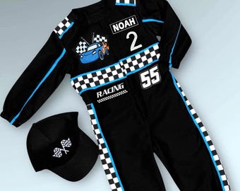 Fast One Birthday Suit - Race Car Birthday Toddler Outfit - Kids Racing Jumpsuit - Black Racer