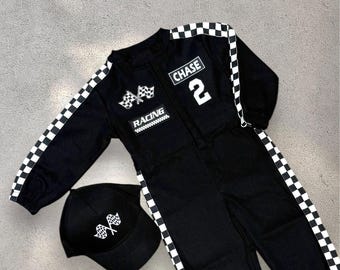 Fast One Birthday Suit - Race Car Birthday Toddler Costume - Kids Racing Jumpsuit - Baby Boy Gift - Halloween Costume - Checkered Race Suit