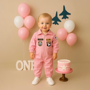 Pink Personalized Aviator Girls Costume - US Airforce Pilot Suit -  Fighter Jet Pilot Suit for Toddler- Aircraft Pilot Outfit for Girls