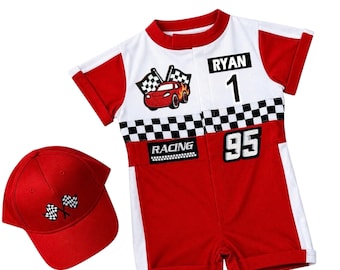 Fast One Birthday Suit - Race Car Birthday Toddler Outfit - Kids Racing Jumpsuit - Halloween Costume