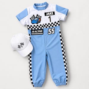 Fast One verjaardagspak - Raceauto verjaardagskostuum voor peuters - Racepak voor kinderen - Blauwe racer
