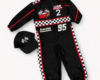 Fast One Birthday Suit - Race Car Birthday Toddler Outfit - Kids Racing Jumpsuit - Black Racer Suit