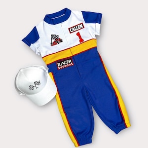 Fast One Birthday Suit, Race Car Birthday for Toddler Outfit, Kids Racing Jumpsuit, Blue Racer Overalls, Halloween Costume