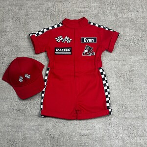 Red Short Race Outfit for Boys Kids Racing Jumpsuit Two Fast Birthday ...