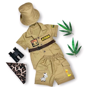 Individuelles Safari Abenteuer Set für Kinder - Zoowärter Kostüm - Kinder Safari Outfit - Halloweenkostüm - Safarikostüm für Jungen