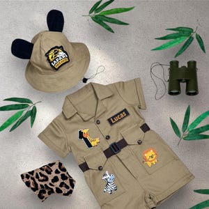 Personalisiertes Safari Outfit - Kinder Safari Kostüm - Zwei Wilder Geburtstagsanzug - Kleinkind Safari Outfit für Jungen