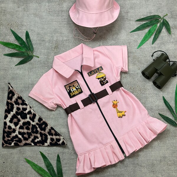 Pink Safari Dress Fancy Safari Costume for Adventurer Girls Safari Guide Safari Explorer Safari Adventure Concept Birthday Halloween