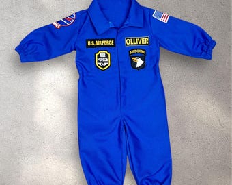 Personalized Air Force Fighter Pilot Costume US Navy Uniform for Kids  Toddler Flight Suit Halloween Costume Top One Birthday
