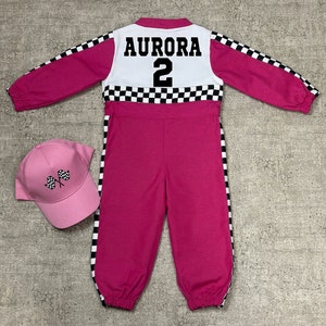 Adorable Pink Race Car Baby Costume Unique Baby Racer Outfit Fast Halloween Dress-Up Speedy Birthday Suit Fast One Jumpsuit zdjęcie 2