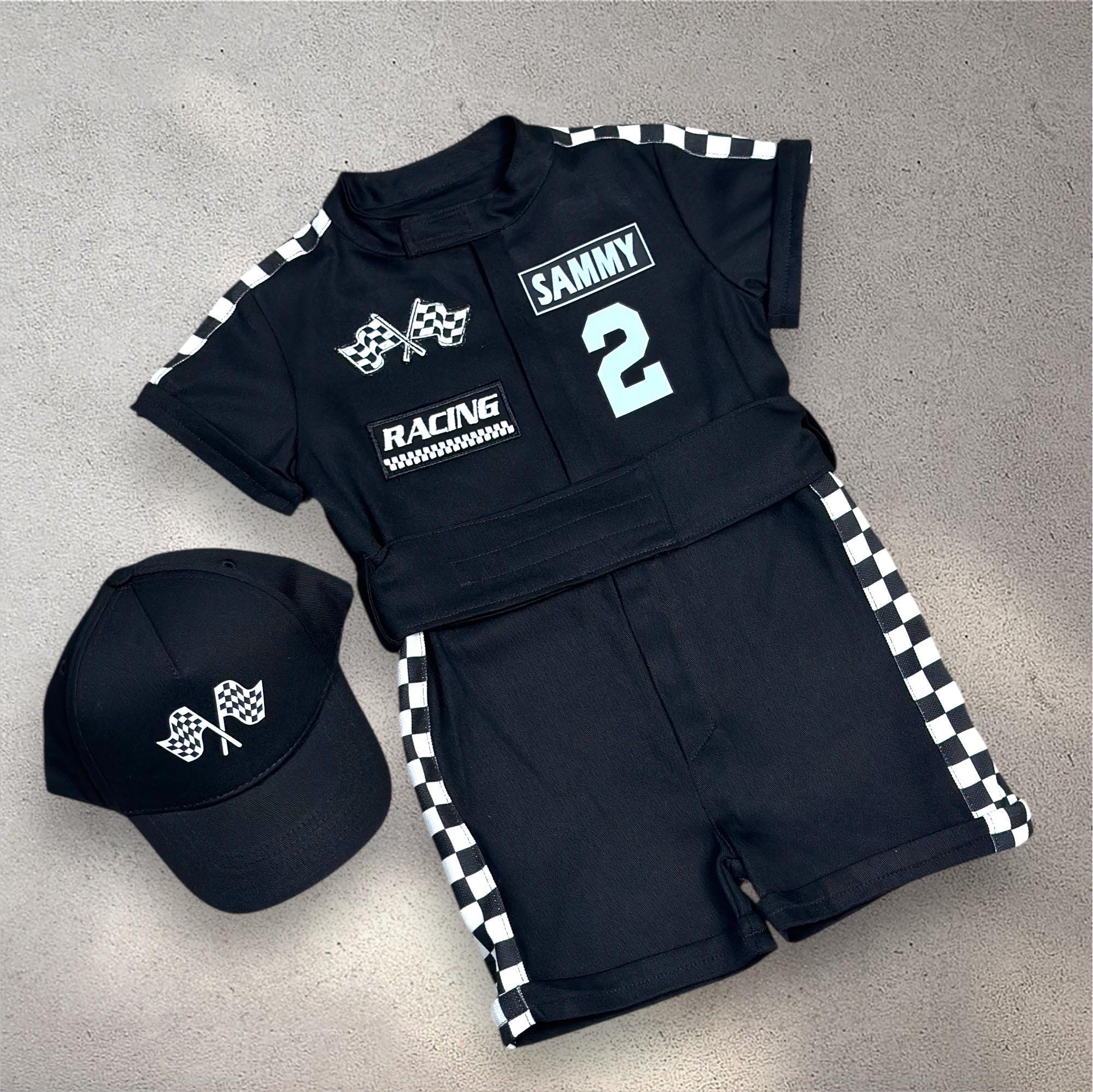 Fast One Birthday Suit - Black Race Car Birthday Toddler Costume - Kids Racing Jumpsuit - Baby Boy Gift - Halloween Costume