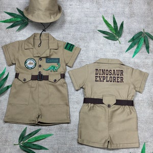 Dinosaur Safari Outfit Jurrasic Fancy Safari Costume Kids Dino Birthday Outfit Dinosaur Explorer Paleontologist Halloween Costume image 6