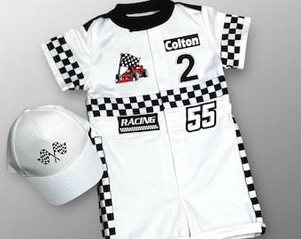 Personalized Racer Suit - Fast One Birthday - Kids Racing Jumpsuit - Toddler Race Car Outfit - Halloween Costume