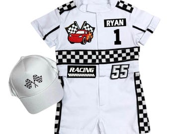 Custom Race Car Birthday Toddler Costume – Two Fast One Birthday – Kids Racing Jumpsuit