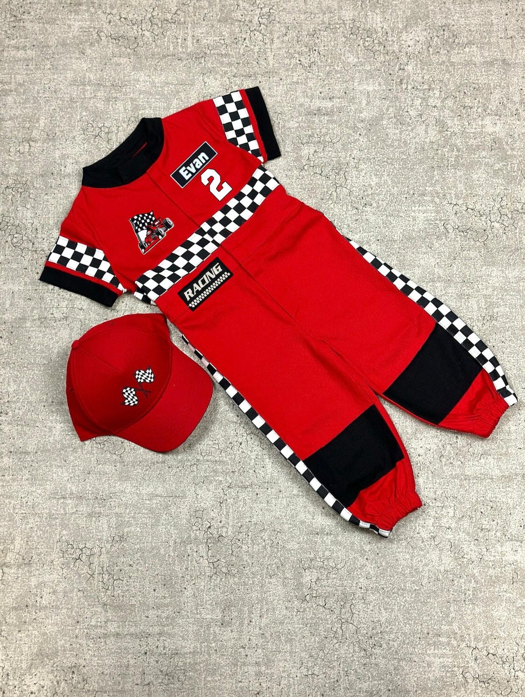 Personalized Named Red Racing Costume - Toddler Racer Jumpsuit - Baby ...