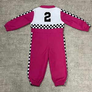 Adorable Pink Race Car Baby Costume Unique Baby Racer Outfit Fast Halloween Dress-Up Speedy Birthday Suit Fast One Jumpsuit zdjęcie 8