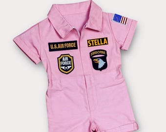 Personalized Pink Pilot Outfit for Girls Kids Aviator Costume