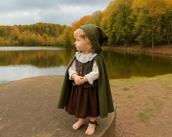 Traje medieval para bebé – Vestido renacentista – Disfraz histórico de Halloween – Capa verde para bebé