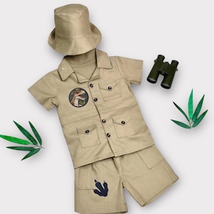 Dinosaur Safari Costume - Dinosaur Explorer Suit - Toddler Dinosaur Outfit - Two Rex Birthday - Dino Theme Party Set - Halloween Costume