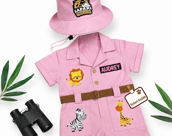 Personalized Safari Outfit for Toddler - Wild One Birthday Suit - Girls Safari Jumpsuit