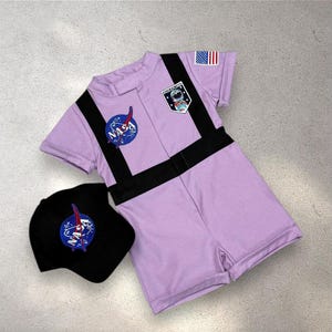 Personalized Lilac Astronaut Jumpsuit for Kids – Baby Space Birthday Outfit – Toddler Astronaut Costume – Two The Moon Birthday Party