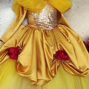 Beauty and the Beast Costume Princess Belle Sparkle Birthday Dress Enchanting Princess Belle Halloween Costume Baby Girl Special Occassion image 4