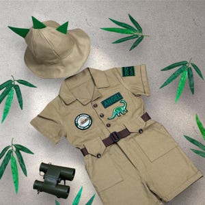 Kids Dinosaur Explorer Costume - Jurassic Safari Outfit - Wild One Birthday Jumpsuit - Halloween Costume - Toddler Safari Costume for Boys