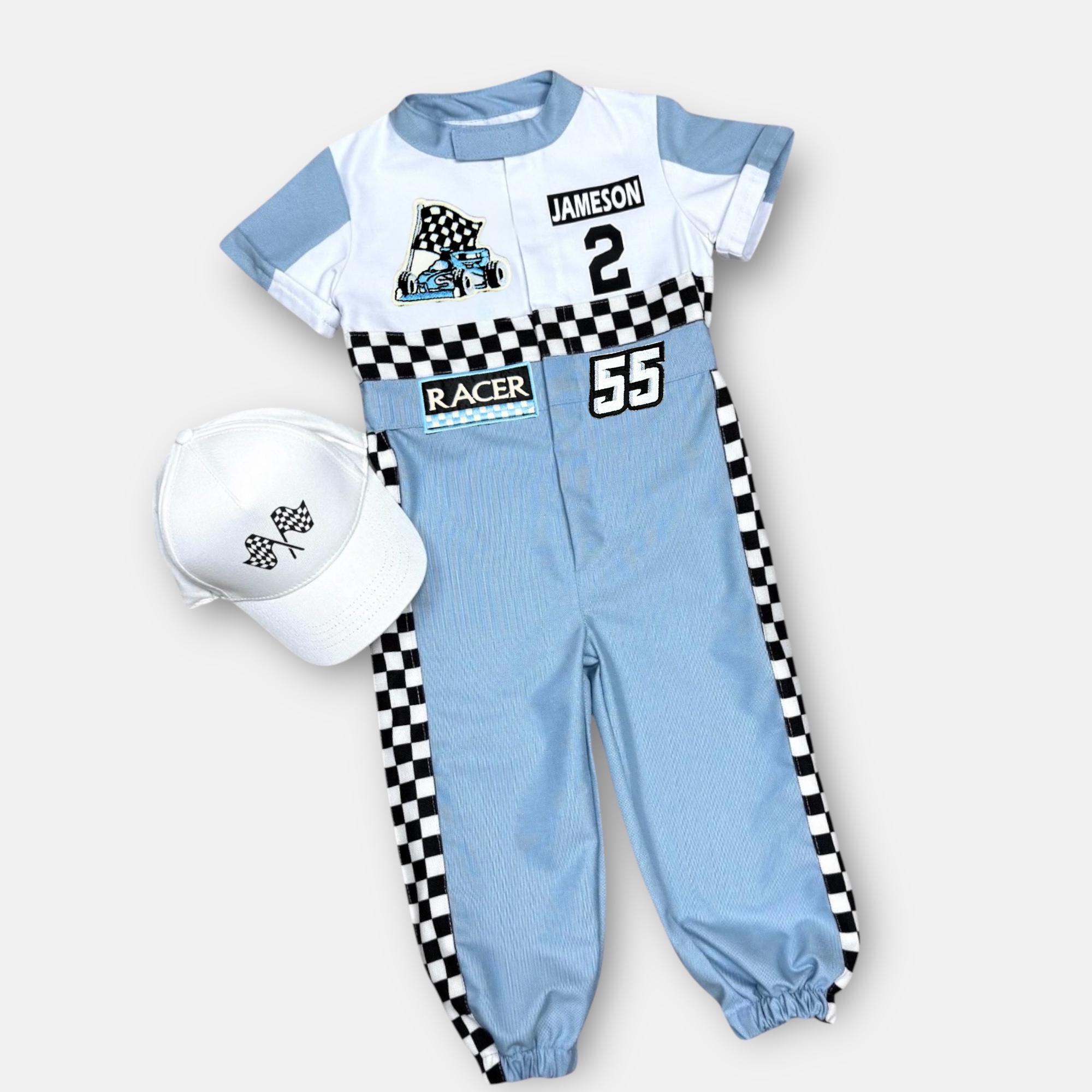 【EZKATON】23FW★ Linning racer short jumper Light Blue Race Car Outfit for Boys - Two Fast Birthday