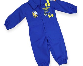 Traje de vuelo personalizado inspirado en los Blue Angels - Disfraz de piloto para niños pequeños - Traje de aviador - Disfraz de Halloween