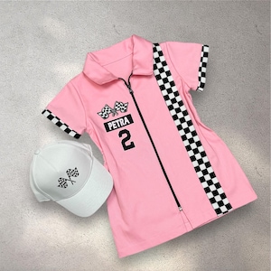 Różowa sukienka wyścigowa dla malucha - Fast One Birthday Race Outfit - Fantazyjny kostium na Halloween - Dziecięca sukienka wyścigowa