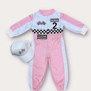 Roze raceauto-outfit - racepak peuter - Fast One Birthday - racejumpsuit voor kinderen - cadeau babymeisje afbeelding 7