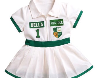 Vestido de caddie personalizado - Conjunto de golf para niña - Disfraz de golf para bebé - Cumpleaños con hoyo en uno