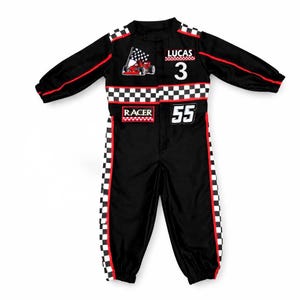 Traje de cumpleaños de Fast One - Traje de cumpleaños de coche de carreras para niños pequeños - Mono de carreras para niños - Traje de corredor negro imagen 11