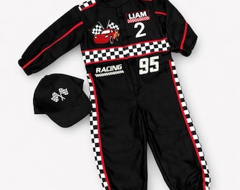 Fast One Birthday Suit - Race Car Birthday Toddler Outfit - Kids Racing Jumpsuit - Black Racer Suit