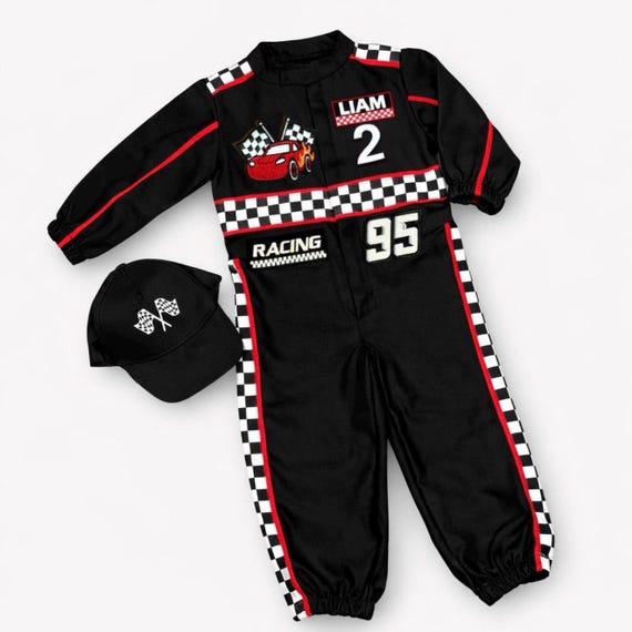 Fast One Birthday Suit - Race Car Birthday Toddler Outfit - Kids Racing Jumpsuit - Black Racer Suit