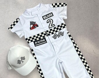 Personalisiertes Rennfahrer Outfit - Fast One Geburtstagsanzug - Jungen Racer Outfit - Kleinkind Halloween Kostüm - Baby Jungen Geschenk