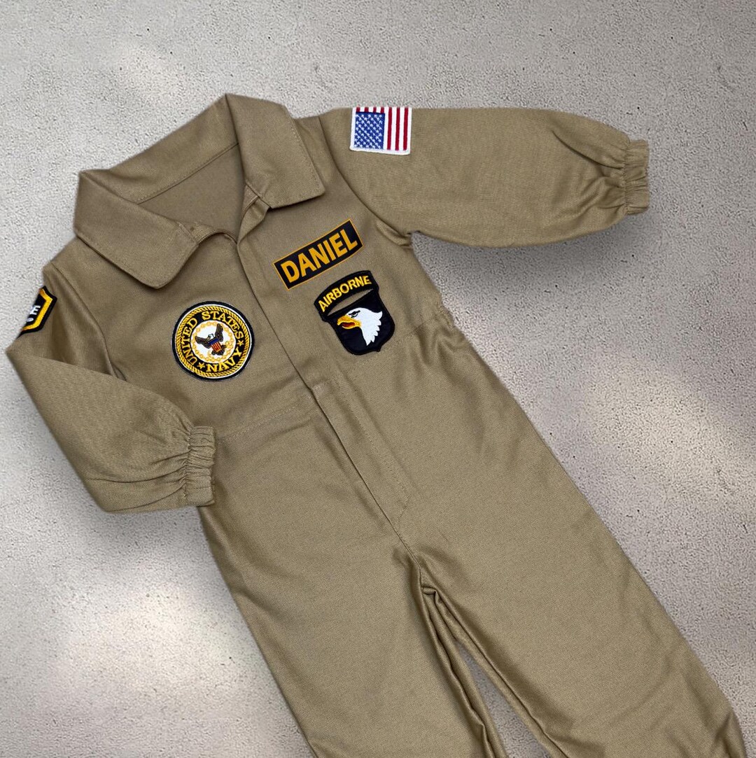 VZQI Kids Flight Suit Costume – Green Air Force Pilot Jumpsuit With Sunglasses & Dog Tag, Halloween Cosplay - View #12