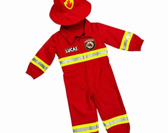 Toddler Firefighter Outfit – Kids Fireman Jumpsuit – Fire Dept Suit - Custom Halloween Costume