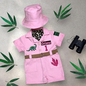 Personalized Dinosaur Explorer Costume - Dino Birthday Party Outfit - Halloween Costume - Safari Outfit for Girls