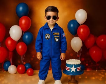 Personalized Air Force Fighter Pilot Costume - US Navy Uniform for Kids - Toddler Flight Suit - Halloween Costume - Top One Birthday