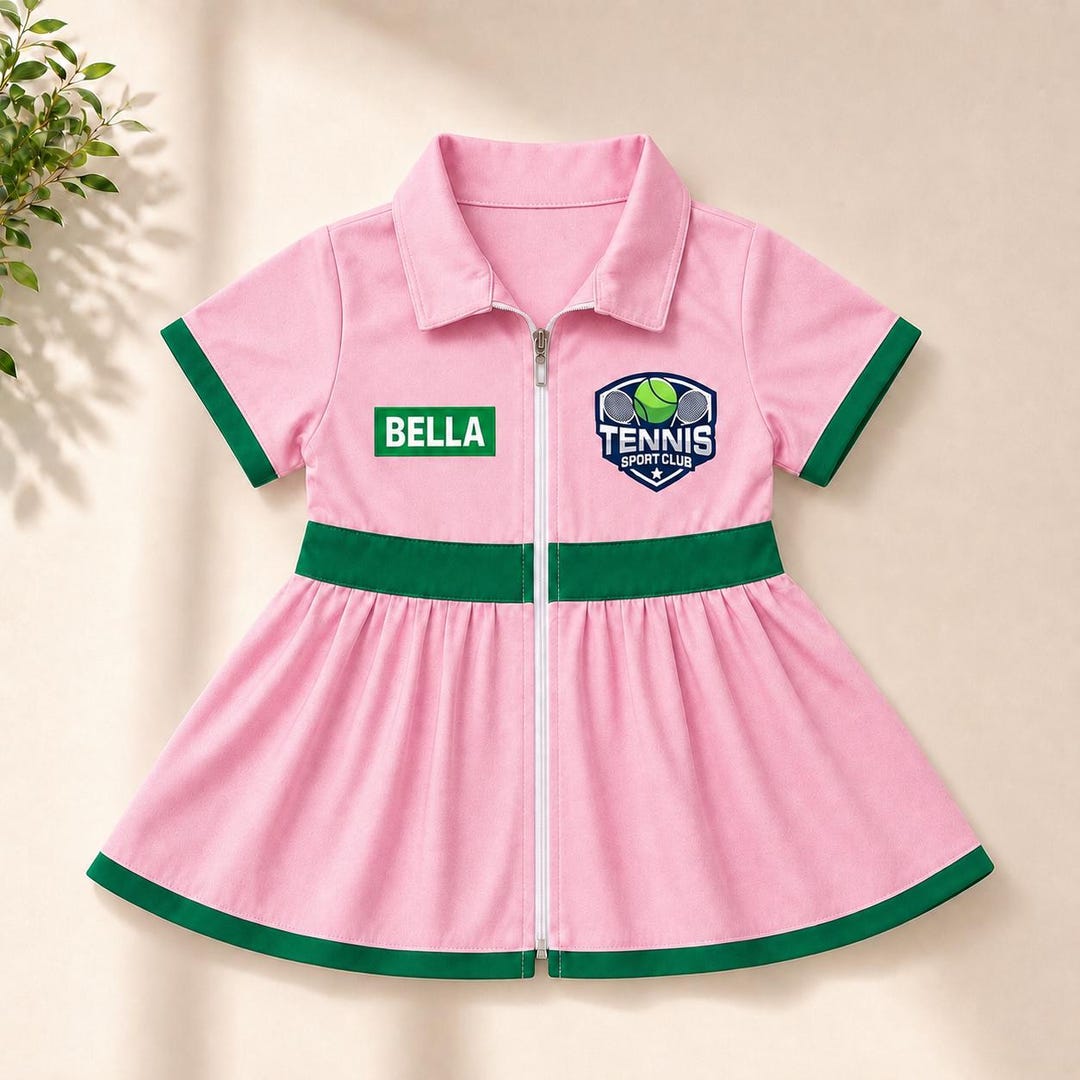 pink and green tennis dress Personalized Baby - Tennis Outfit With Name - Sport Club Costume for Girls expreezie