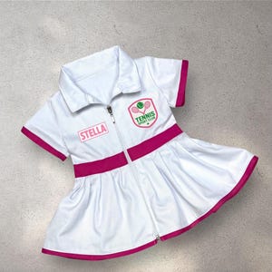 Personalized Baby Tennis Dress - White Toddler Tennis Outfit with Name - Custom Sport Club Costume for Girls - Tennis Birthday Gift