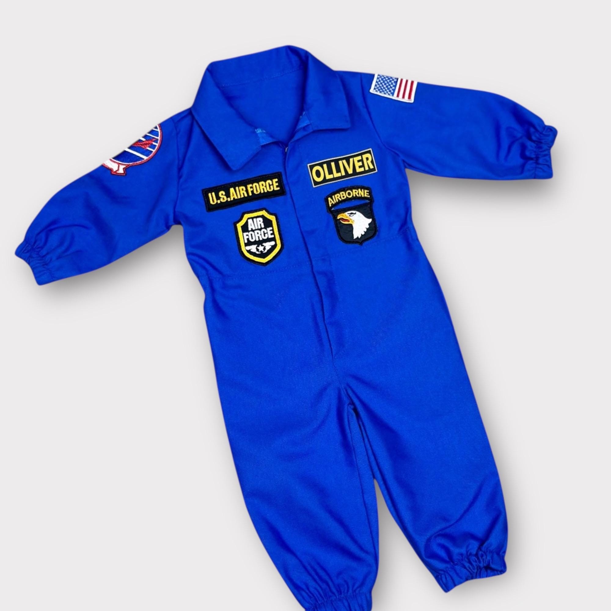Dress Up America Kids Fighter Pilot Costume - Air Force Jumpsuit With Hat For Top Gun Dress Up Play