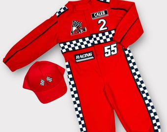 Two Fast Birthday Suit - Race Car Birthday Toddler Costume - Kids Racing Jumpsuit