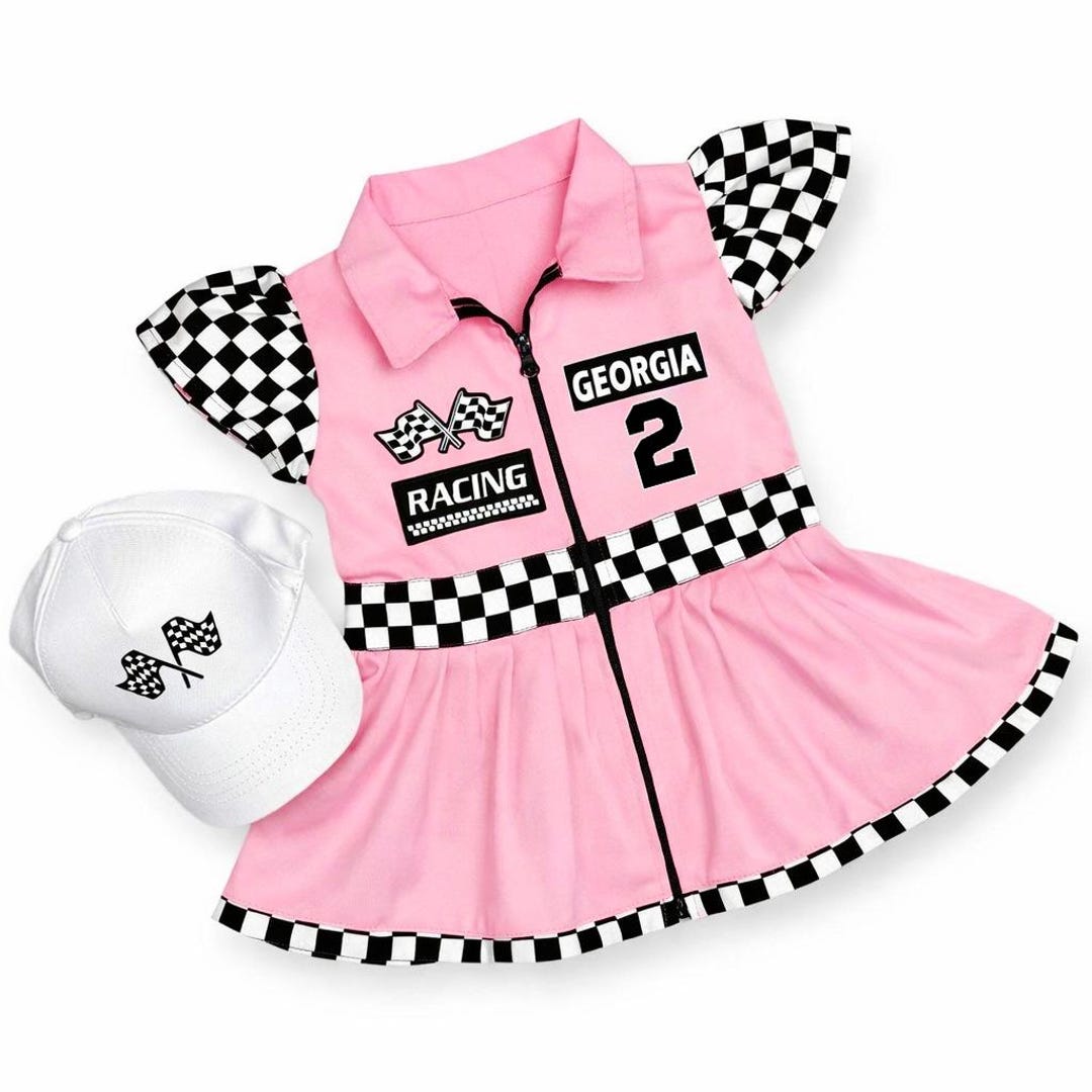Spring Racing Dress Pink Pink Racing Dress for Girls – Personalized Toddler Race Car Birthday ...
