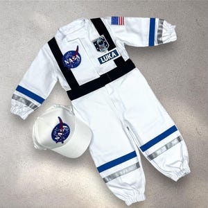 Custom Kids Astronaut Costume - White Space Jumpsuit for Birthday or Halloween - Toddler Space Explorer Outfit