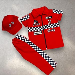 Red Race Car Driver Costume: Two Fast Birthday Outfit