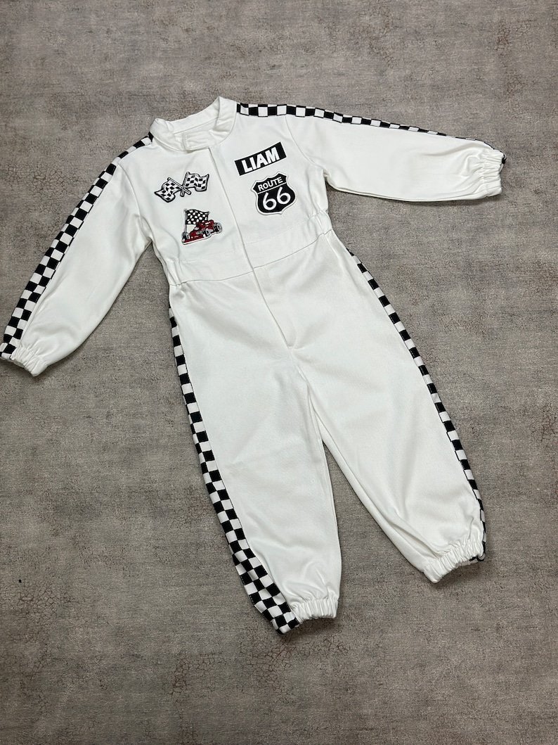 White Racing Suit Custom Personalized-Fast One Birthday Suit-Race Car Birthday-Two Fast Birthday Custom Race Suit-Halloween Costume image 10