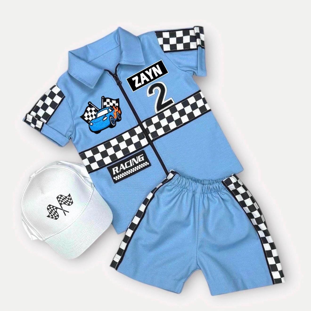Fast One Birthday - Race Car Birthday Toddler Outfit - Kids Racing Costume - Blue Racer Suit