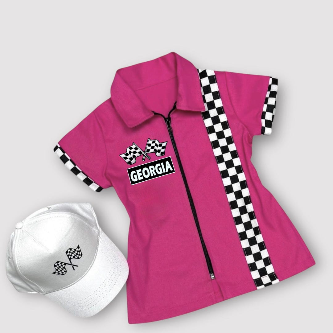 Pink Spring Racing Dress Personalized Race Car Birthday Outfit – Girls Pink Racing Dress – Fast ...