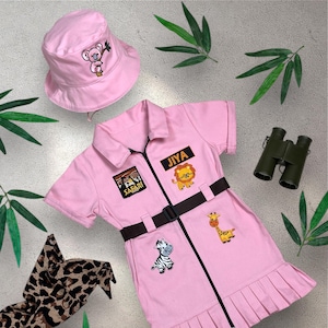 Pink Safari Dress for Girls - Toddler Girl Explorer Costume - Wild One Birthday Outfit - Baby Safari Halloween Dress - Baby Girl Gift